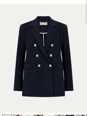 Double-Breasted Navy Blazer with Gold Buttons
